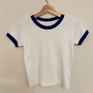Daily Drills White Tee with Navy Trim